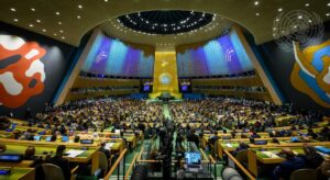 A wide view of the General Assembly Hall during the opening of the Summit of the Future.